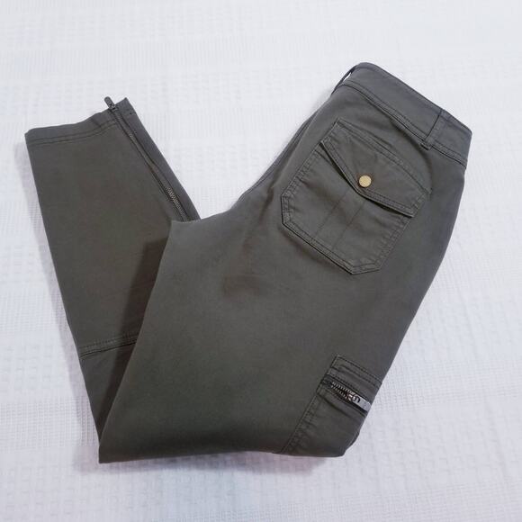 Athleta Army Green Cargo Ankle Zip Skinny Pants - Picture 2 of 12